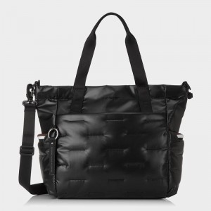 Black Women's Hedgren Puffer Tote Bags | CQI8813IF